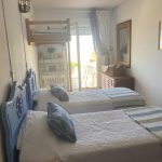 blue and white bedroom